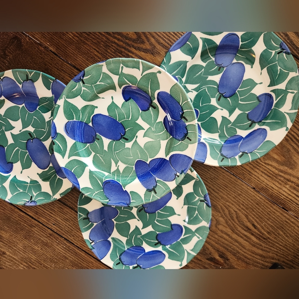 Vintage Grindley England Ingrid Berge Garden Fruits Salad Plate Set x4
